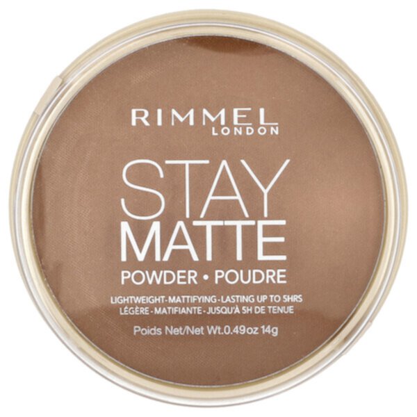 Stay Matte, Lightweight-Mattifying Powder, 025 Toffee, 0.49 oz (14 g) Rimmel London