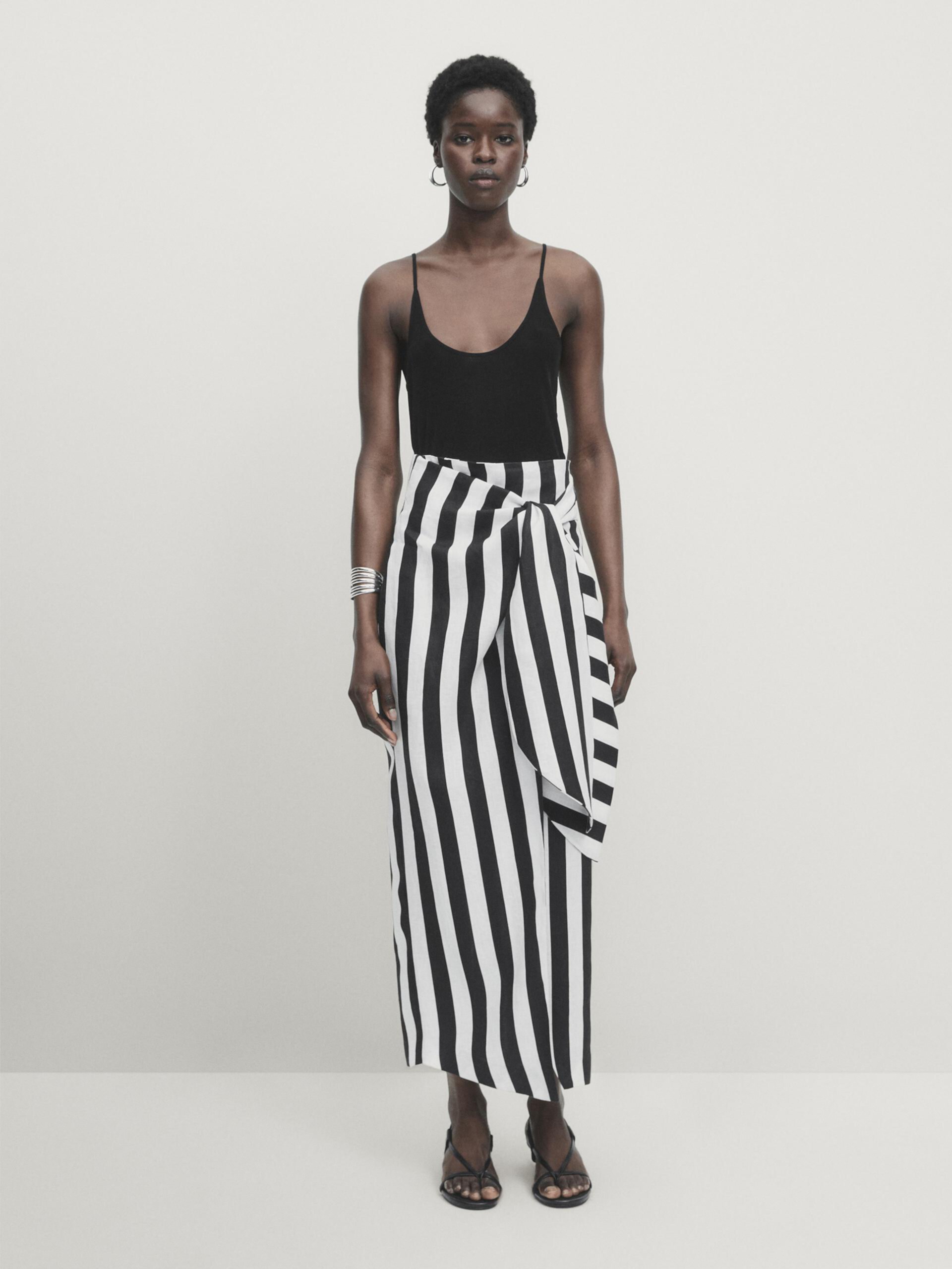 100% linen striped skirt - Studio ZARA