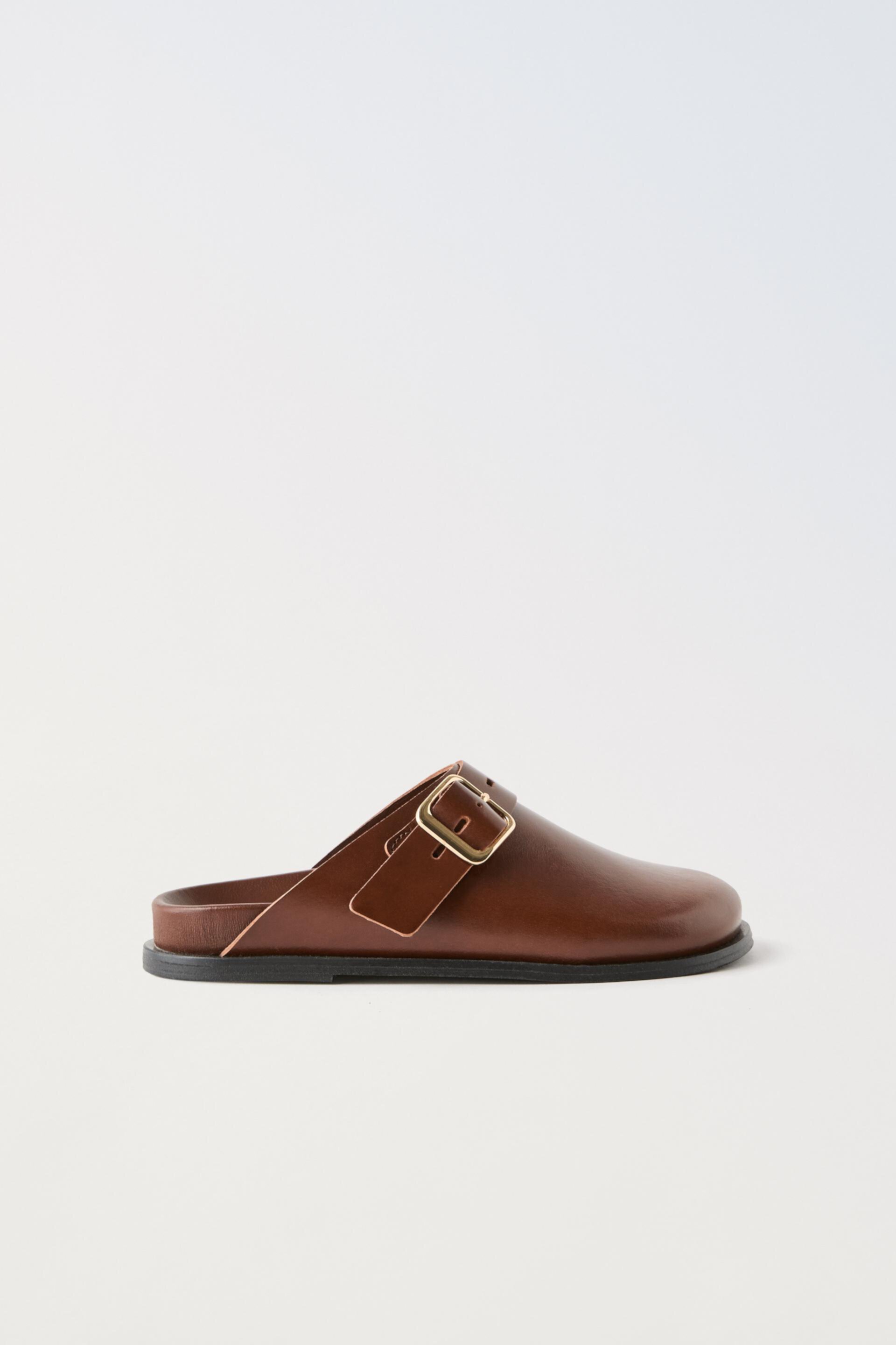 LEATHER CLOG WITH SIDE BUCKLE ZARA