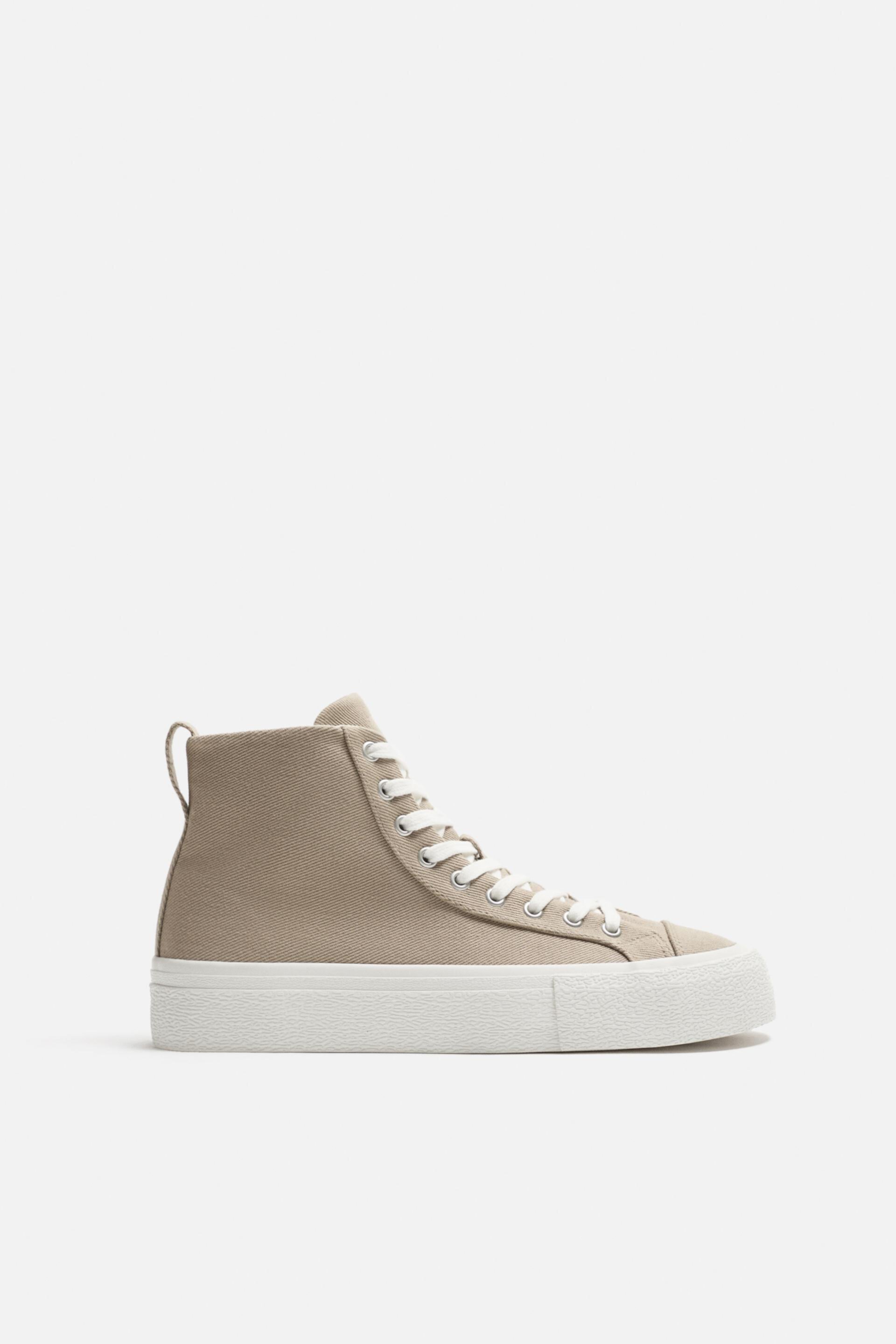 Мужские Ботинки на шнуровке Zara FABRIC HIGH-TOP SNEAKERS Zara