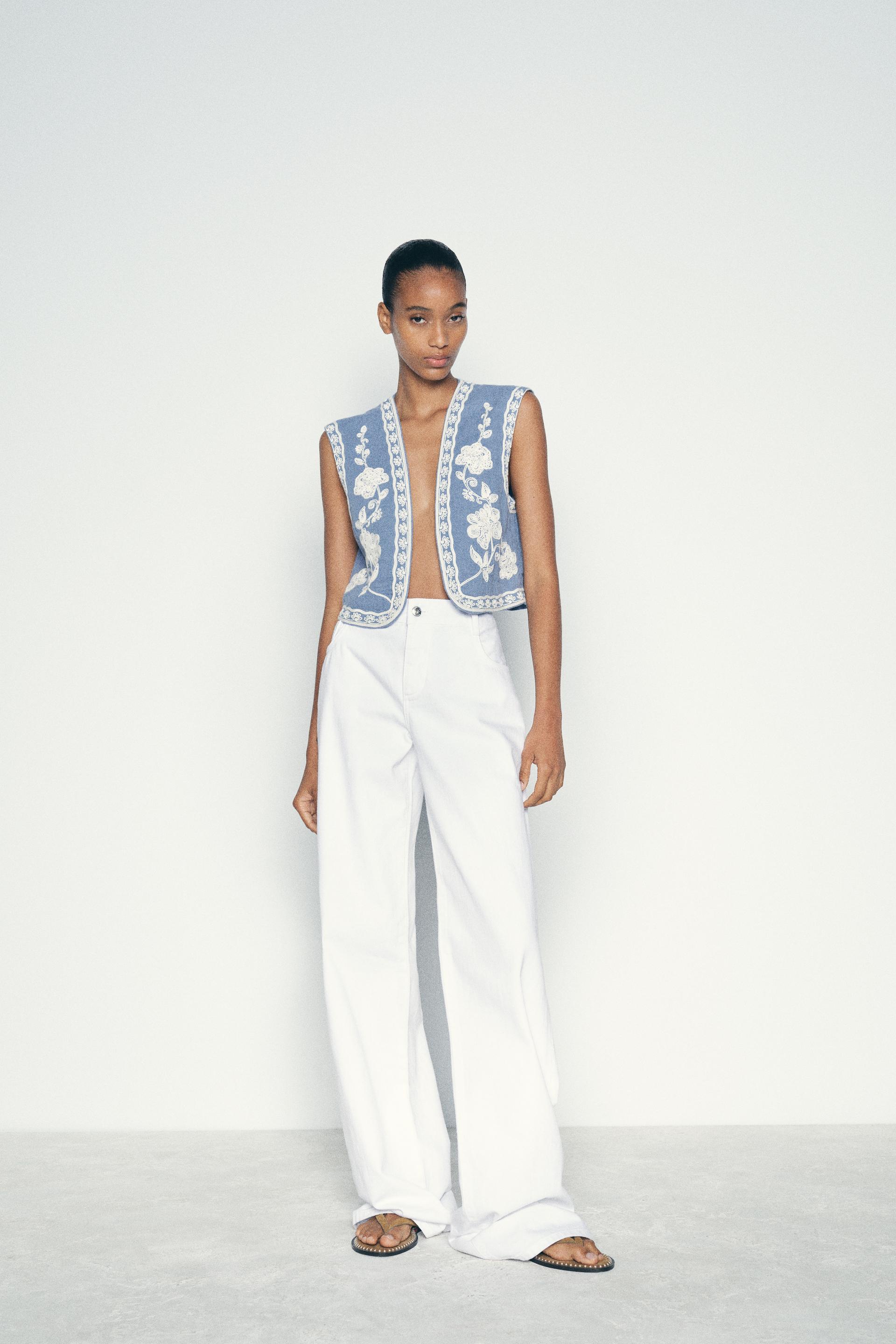 EMBROIDERED CROPPED VEST ZARA