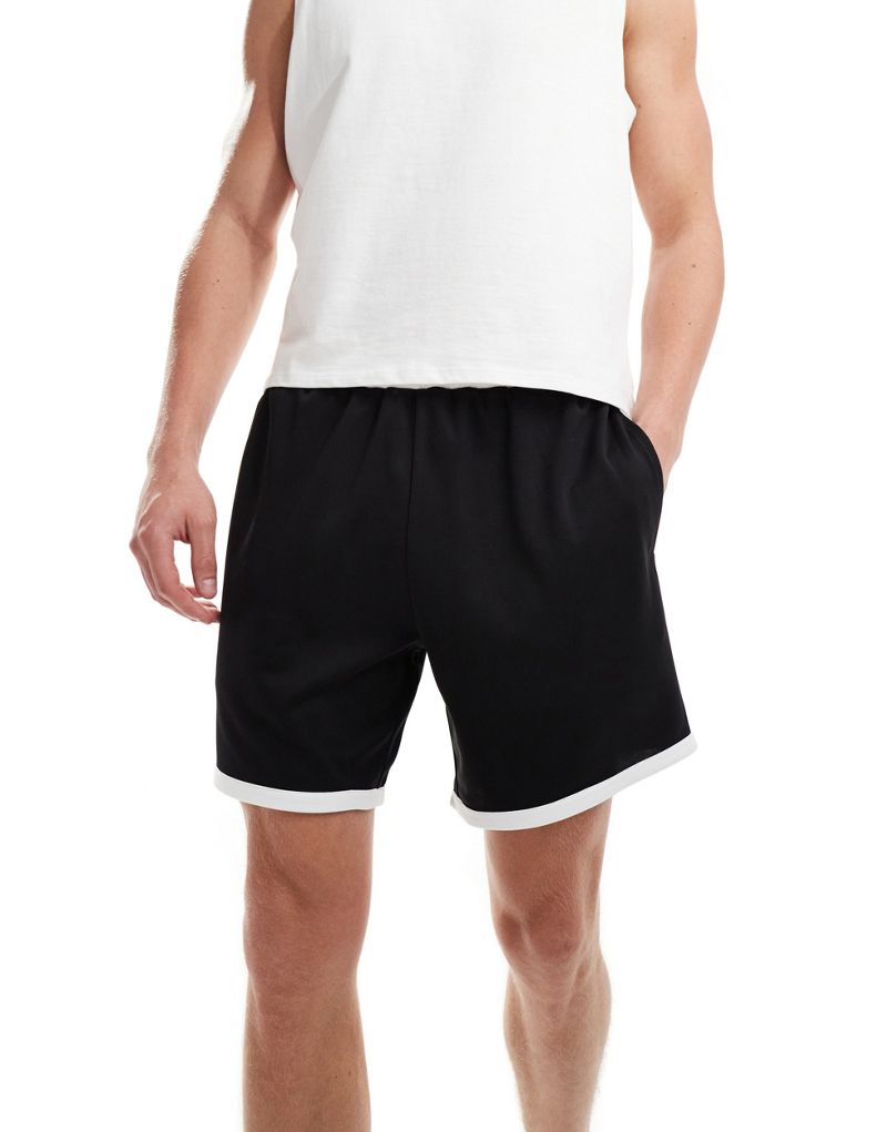 ASOS 4505 training mesh shorts with contrast hem in black and white ASOS 4505