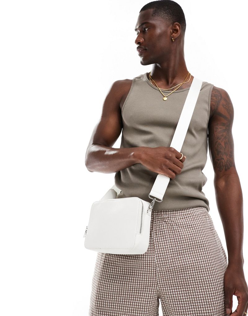 ASOS DESIGN large faux leather cross body camera bag in white ASOS DESIGN