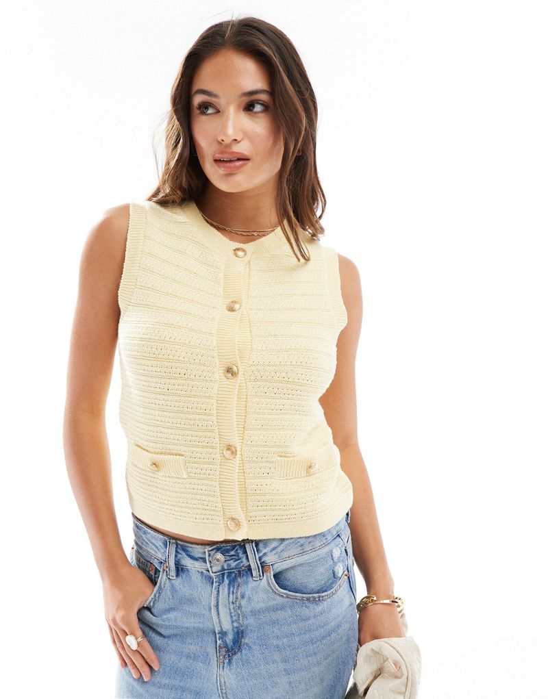 ASOS DESIGN knit boucle vest in lemon ASOS DESIGN