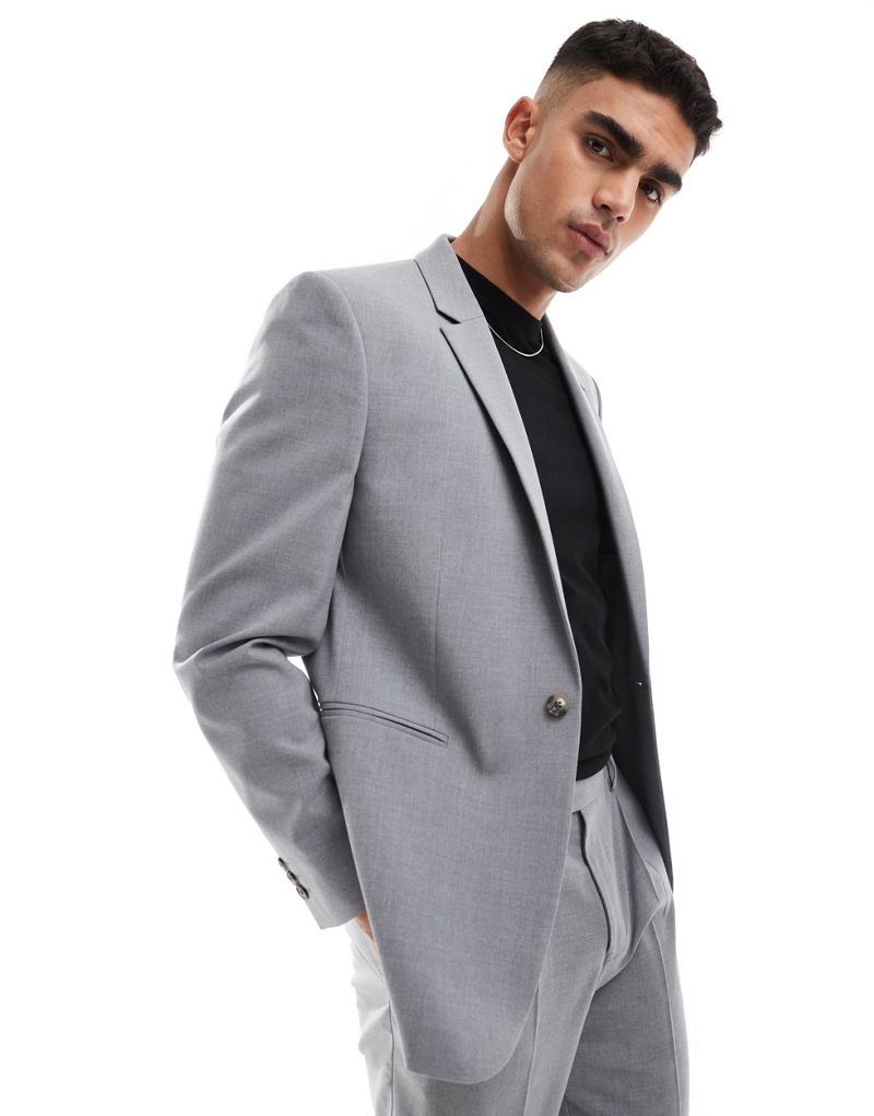 ASOS DESIGN regular suit jacket in gray ASOS DESIGN