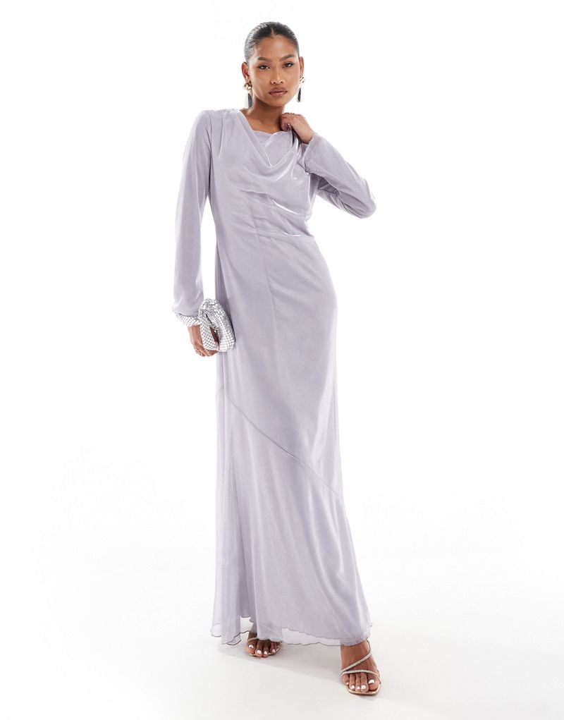 Daska metallic cowl neck maxi dress in silver Daska