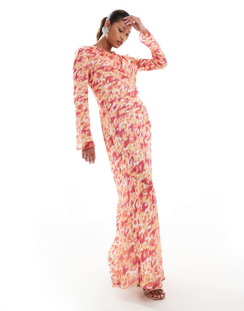 Daska cowl neck chiffon maxi dress in pink animal print Daska