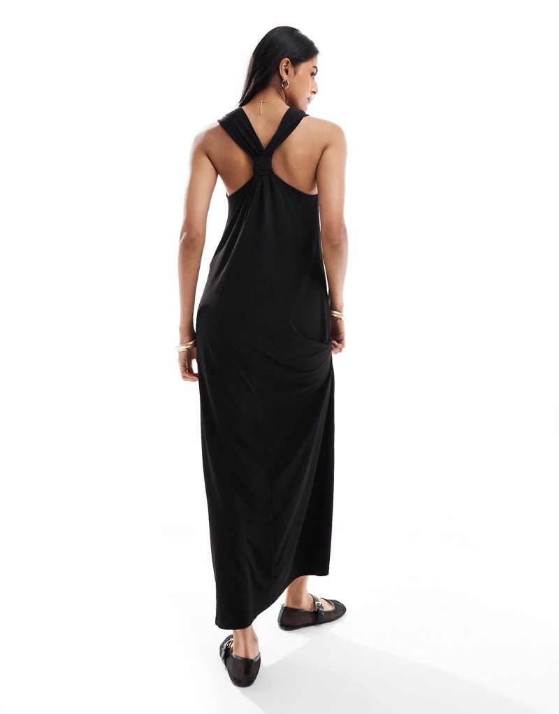 JDY sleeveless knot back maxi dress in black JDY