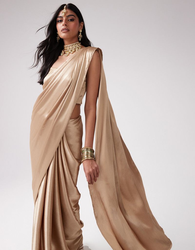 Kanya London Bridesmaid Saree set in gold Kanya London