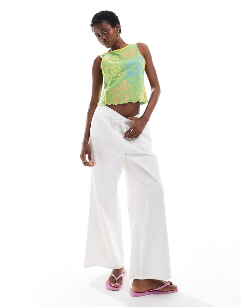 Labelrail x Sumbo Owoyele wide leg relaxed linen pants in off-white Labelrail