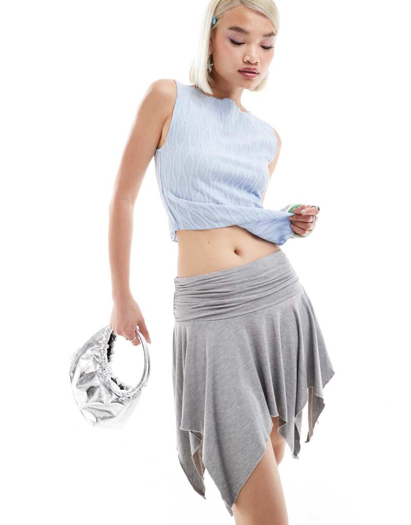 Motel jamelia asymmetric mini skirt in gray heather Motel