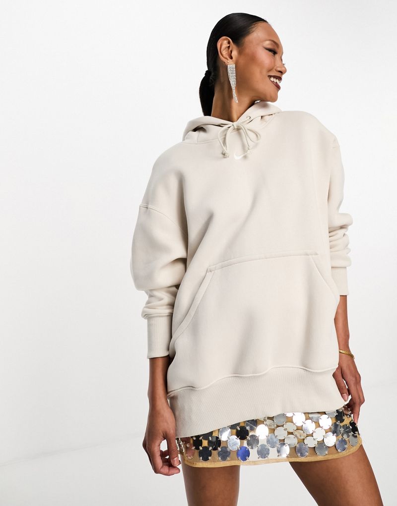 Nike Phoenix Fleece oversized hoodie in light beige  Nike