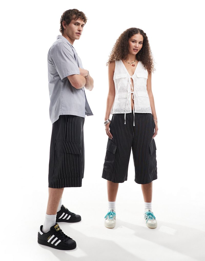 Reclaimed Vintage unisex oversized shorts in black stripe Reclaimed Vintage