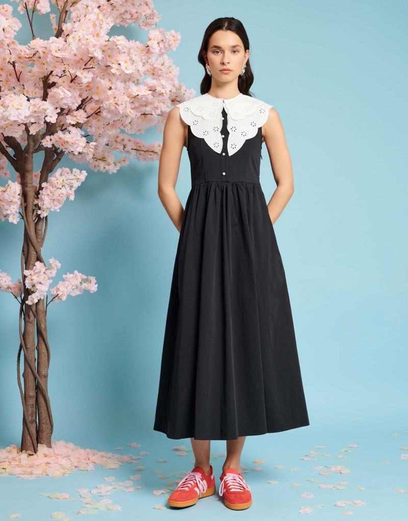 Sister Jane detachable collar midi dress in black Sister jane