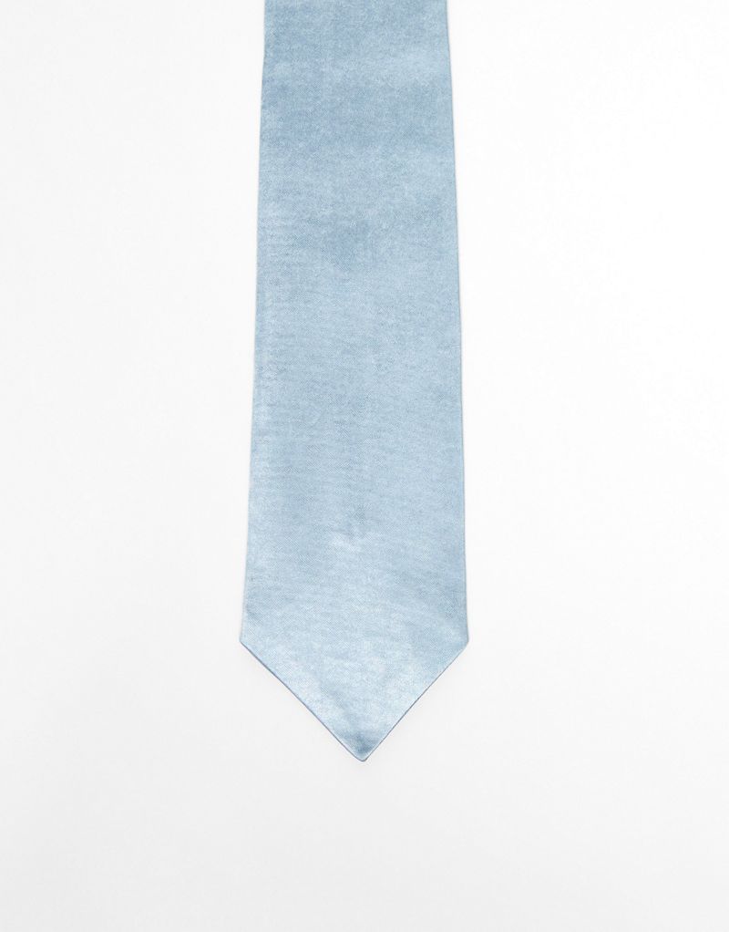 Six Stories satin tie in dusty blue Six Stories