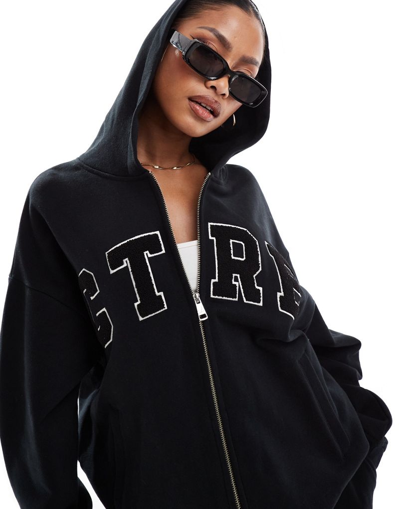 The Couture Club logo zip up hoodie in black - part of a set The Couture Club