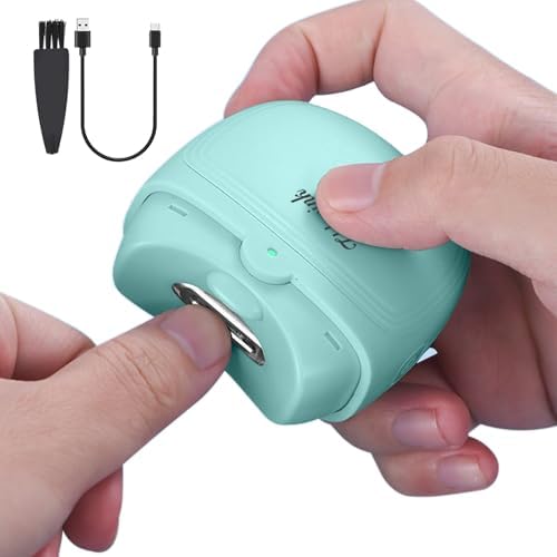 Electric Automatic Nail Clipper with Light 2 Speeds Fingernail Cutter, Rechargeable Safety Baby Nail Clippers, Electric Nail File for Adults, Newborn, Infant, Baby, Kids, Seniors (Green) ZLDYPINK