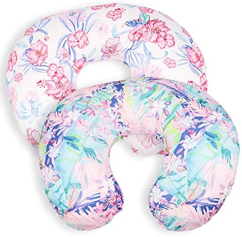 Dinosaur Nursing Pillow Cover Set Baby Boys & Girls, 2Pack Twins Breastfeeding Pillow Slipcover Cushion Cover, Soft Fabric Fits Snug On Infant,Fits for Nursing Pillow Newborn (Pillow Not Included) SWESEN