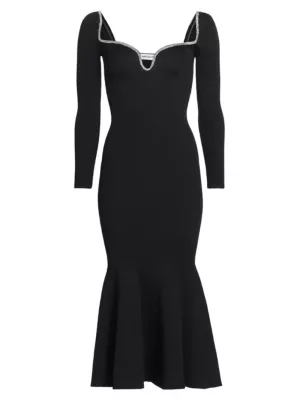 Diamante Trim Midi-Dress Self-Portrait