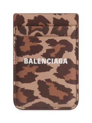 Cash Magnet Card Holder with Leopard Print Balenciaga