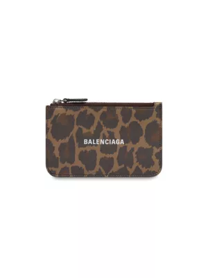 Cash Large Long Coin and Card Holder with Leopard Print Balenciaga