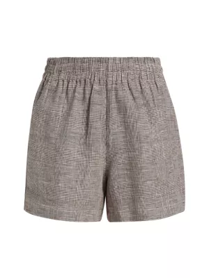 Kam Plaid Linen Shorts Anine Bing