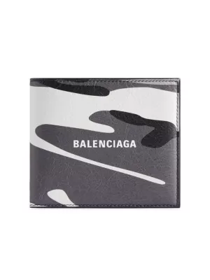 Cash Square Folded Coin Wallet Camo Print Balenciaga