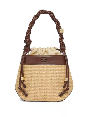 Bou Woven Drawstring Bucket Bag Ganni