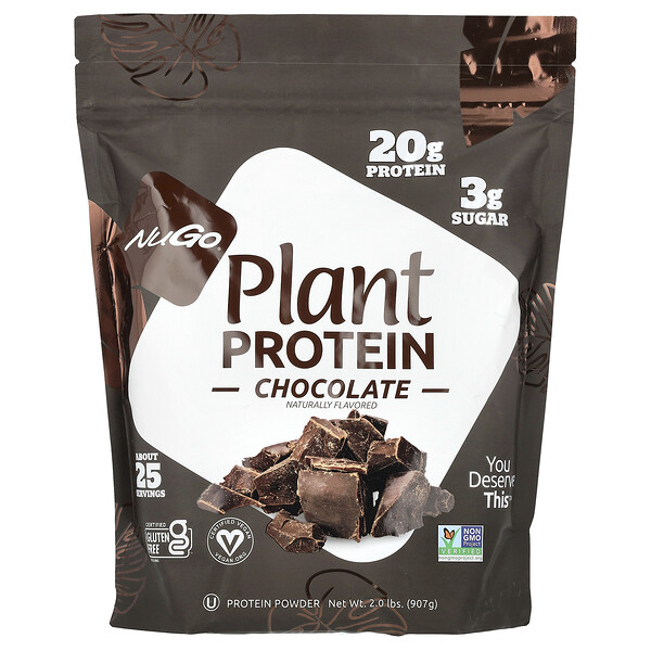 Plant Protein, Chocolate, 2 lbs (907 g) NuGo Nutrition