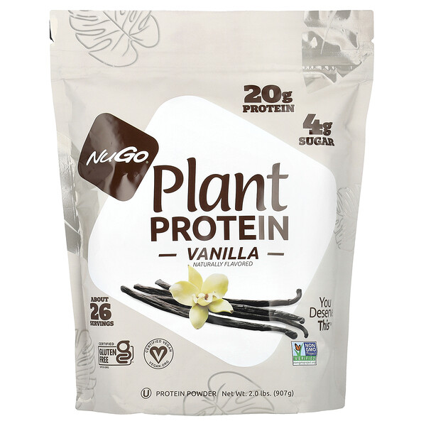 Plant Protein, Vanilla, 2 lbs (907 g) NuGo Nutrition
