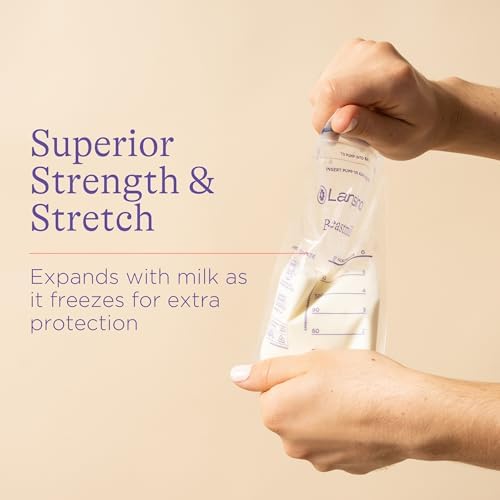 Lansinoh Breastmilk Storage Bags, 50 Count, Baby Essentials, Fast Freeze & Thaw Breast Milk Bags for Baby Bottle Feeding, Superior Strength & Stretch, 4 Ounce Lansinoh