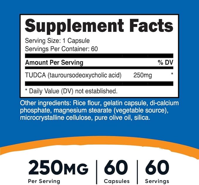 Nutricost Tudca 250mg, 60 Capsules (3 Bottles) Nutricost