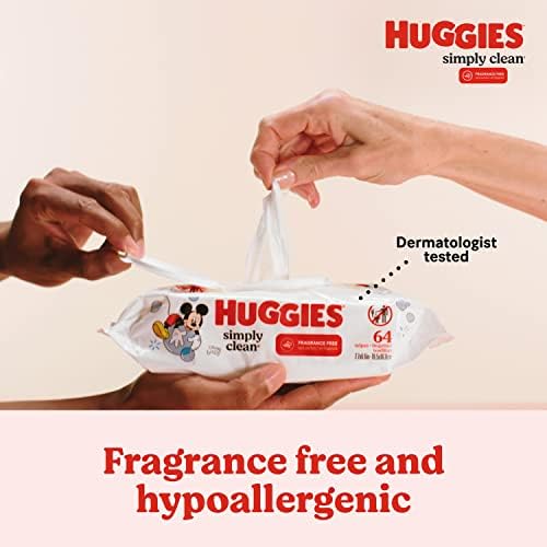 Детская влажная салфетка Huggies Simply Clean без запаха, 1 упаковка с клапаном (всего 64 салфетки) Huggies