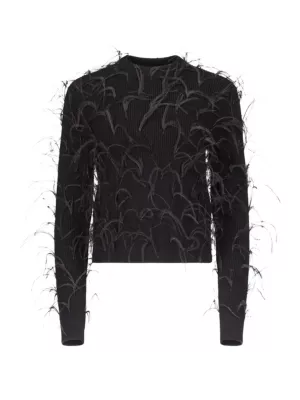 Feather-Embellished Wool-Blend Sweater MICHAEL Michael Kors