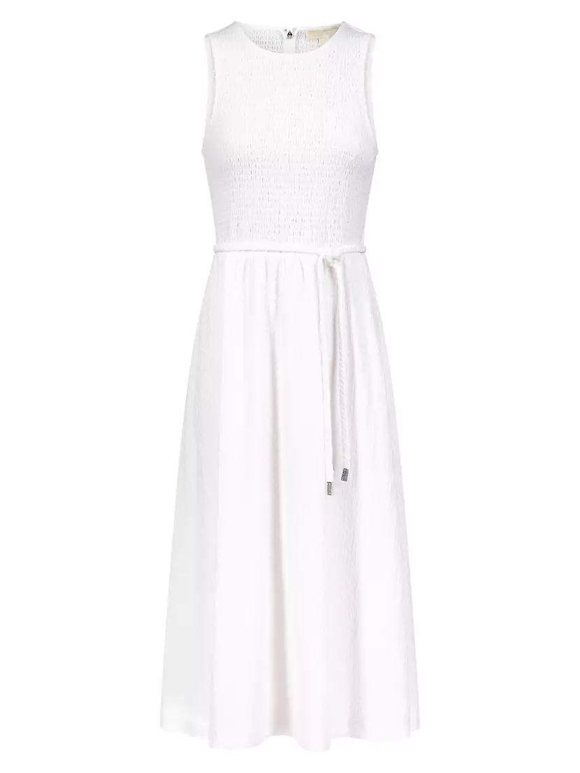 Женский Сарафан MICHAEL Michael Kors Smocked Sleeveless Midi-Dress MICHAEL Michael Kors