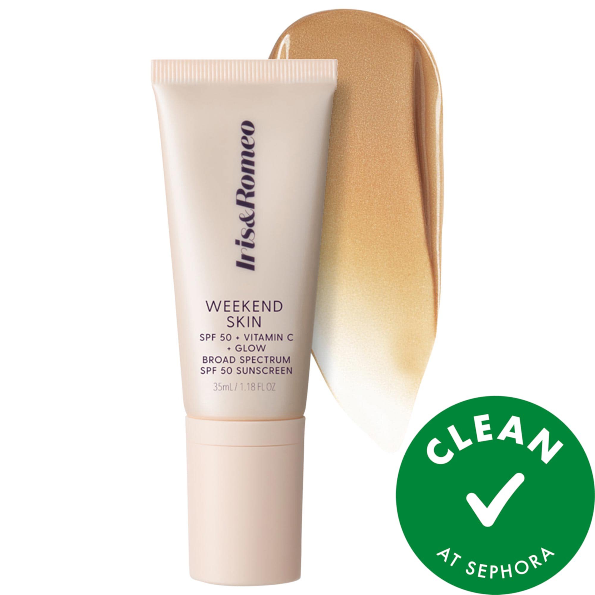 Weekend Skin SPF 50 Instant Glow Tinted Mineral Sunscreen with Vitamin C + Niacinamide Iris&Romeo