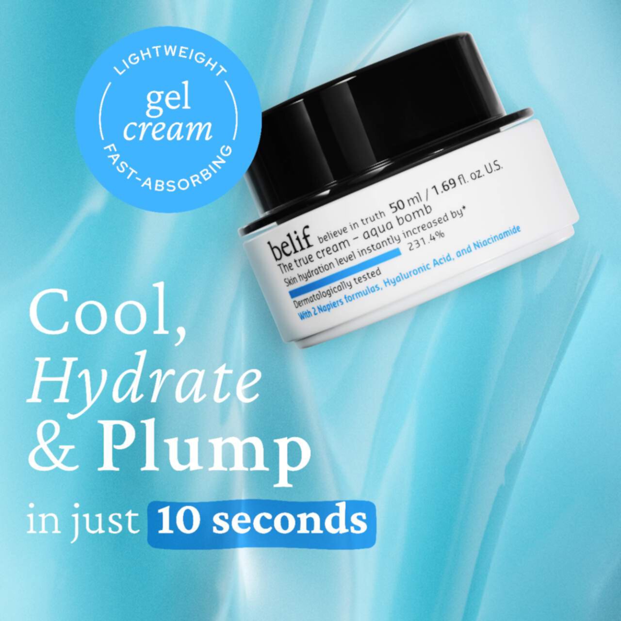 The True Cream Aqua Bomb with Hyaluronic Acid and Niacinamide Belif