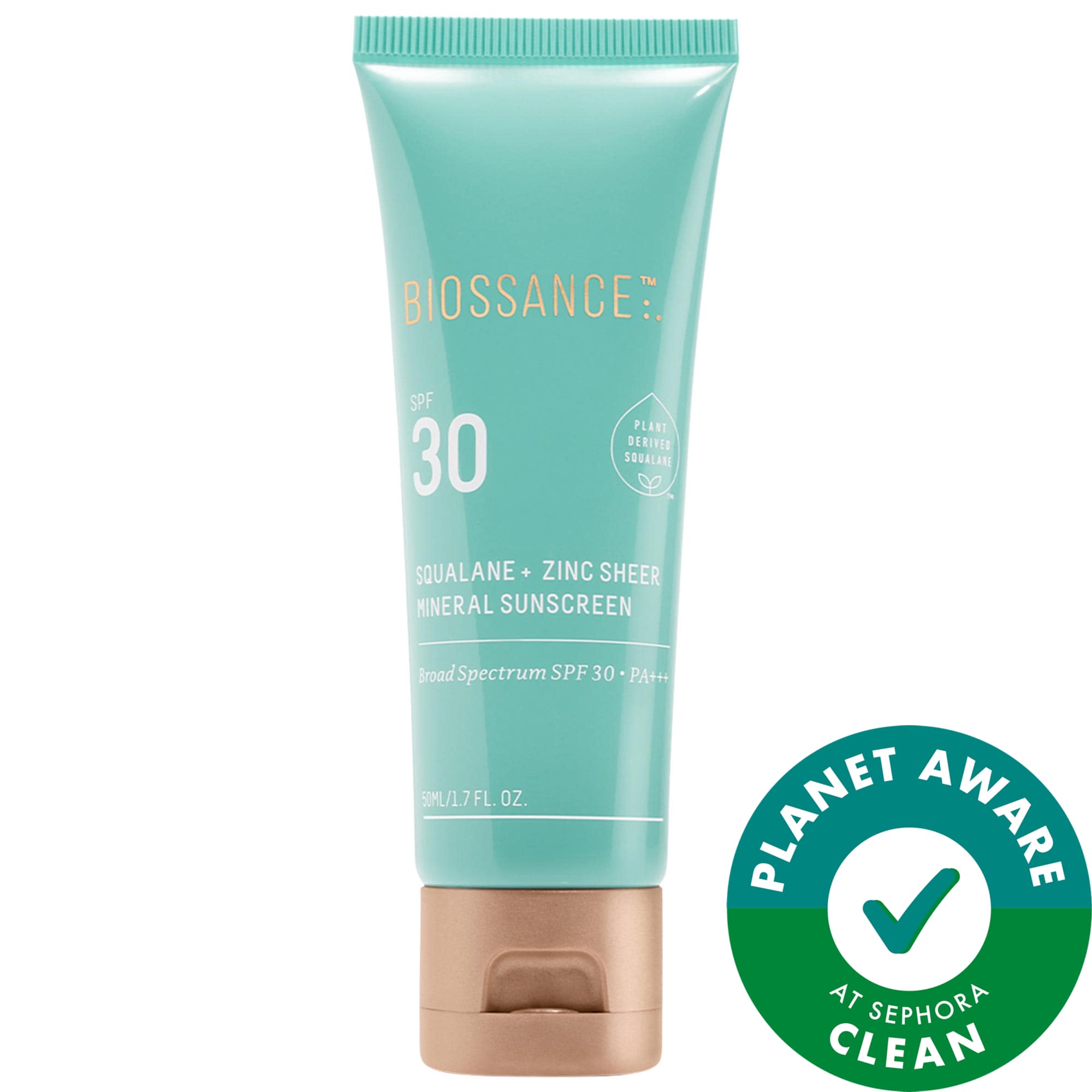 Squalane + Zinc Sheer Hydrating Mineral Face Sunscreen SPF 30 with Ectoin Biossance