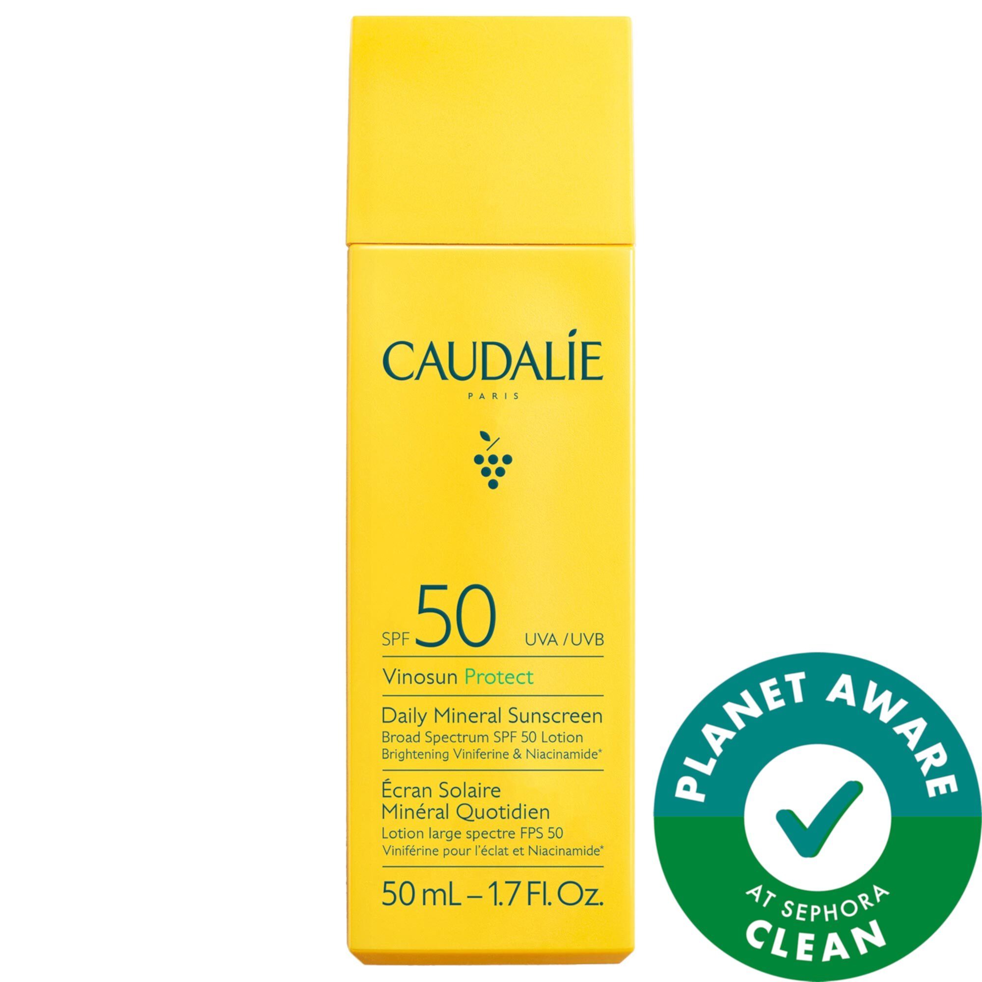Vinosun Protect Brightening Daily Mineral Face Sunscreen SPF 50 with Niacinamide CAUDALIE