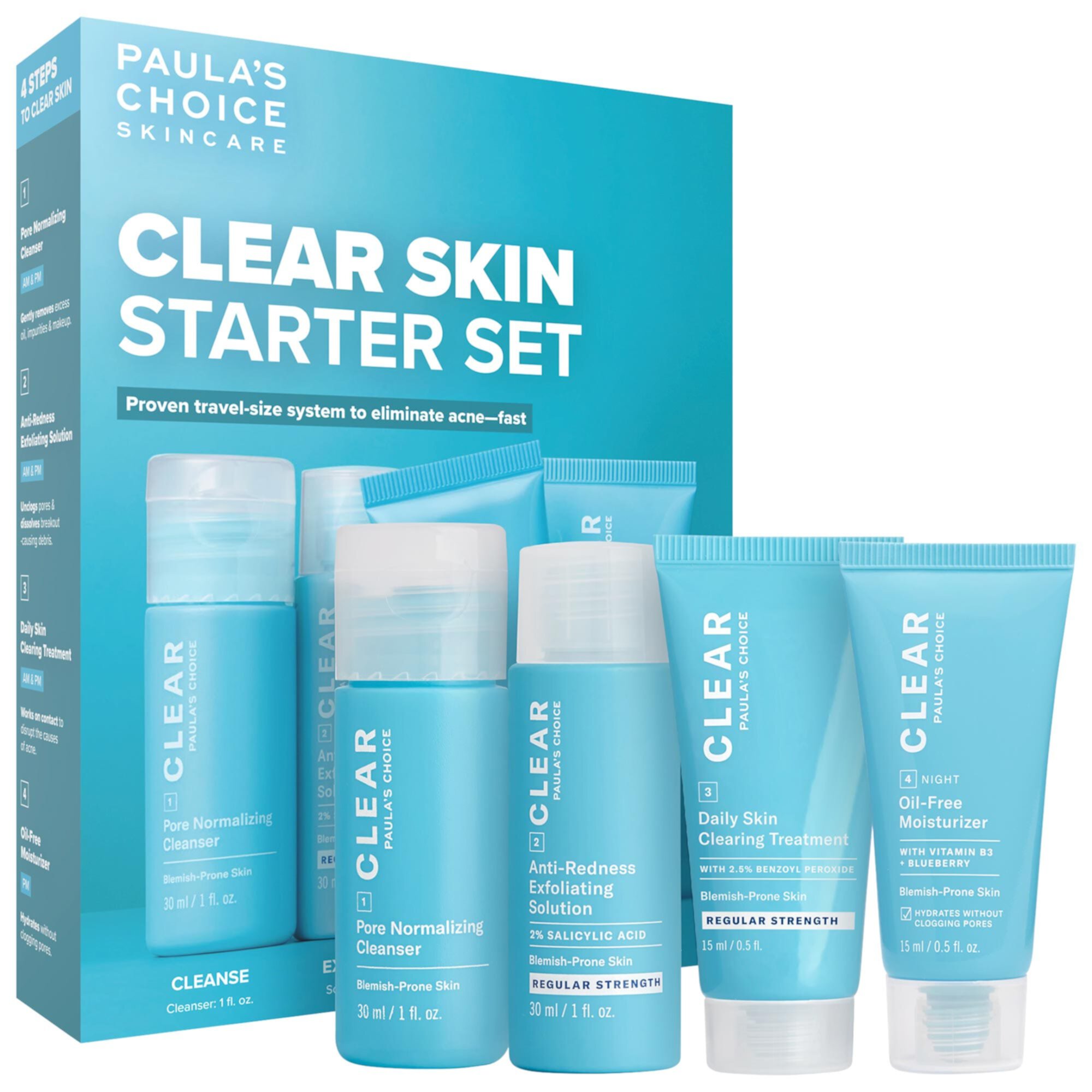 Mini CLEAR Skin Starter Set with Salicylic Acid and Benzoyl Peroxide						 Paula's Choice