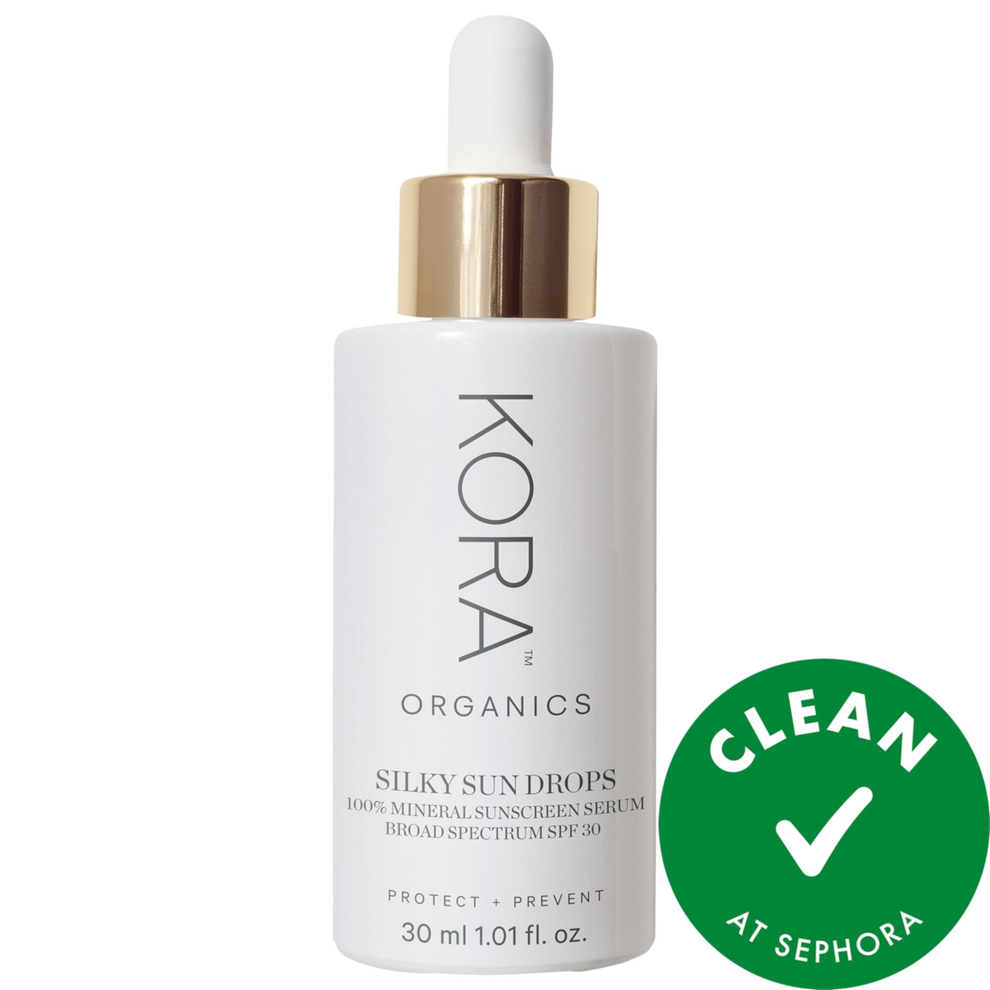 Silky Sun Drops Organic Sunscreen Serum with SPF 30 for Skin Barrier Repair KORA Organics