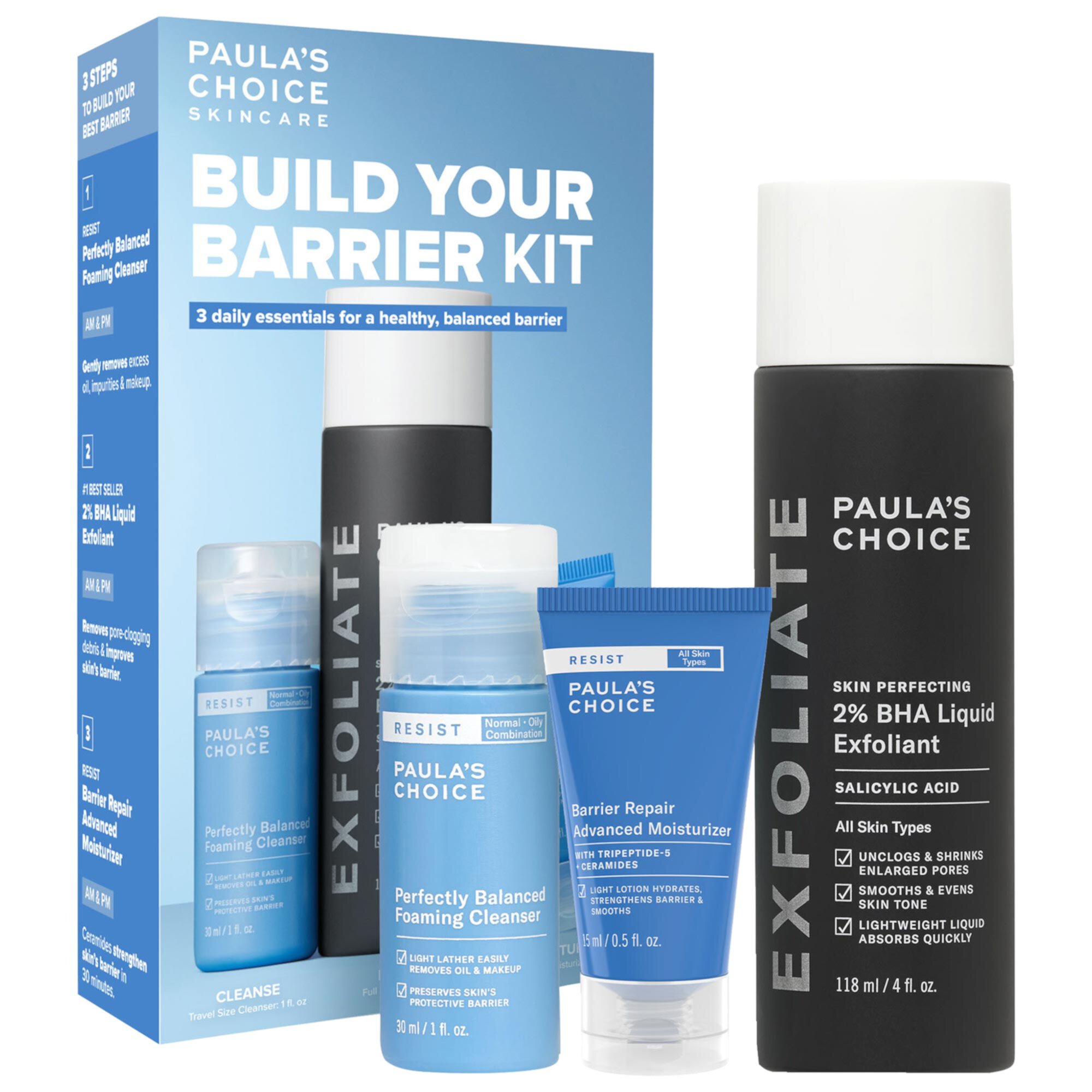 Build Your Barrier Kit with 2% BHA, Foaming Cleanser, & Barrier Repair Moisturizer						 Paula's Choice