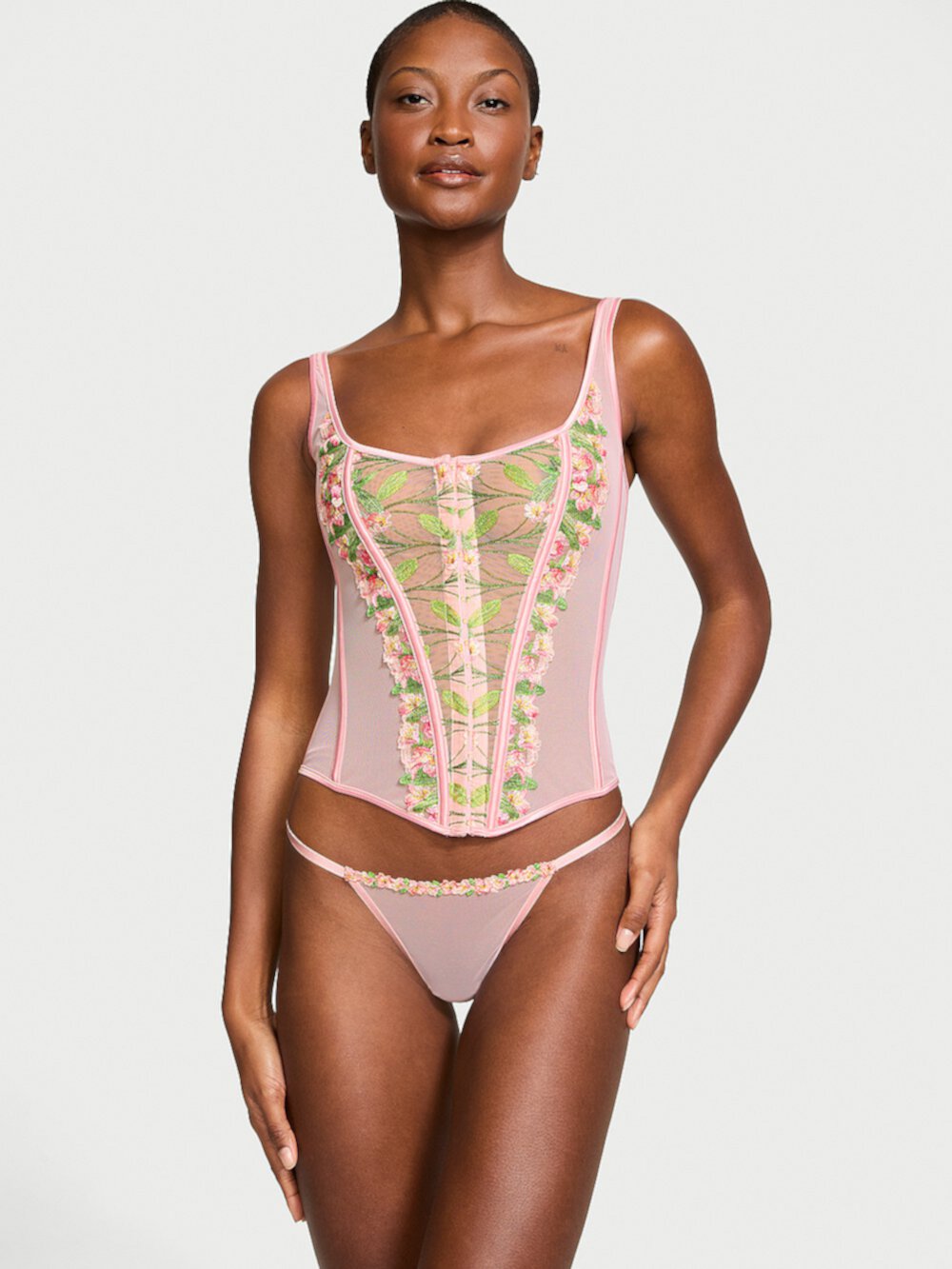 Classic Lily Embroidery Corset Set Very Sexy