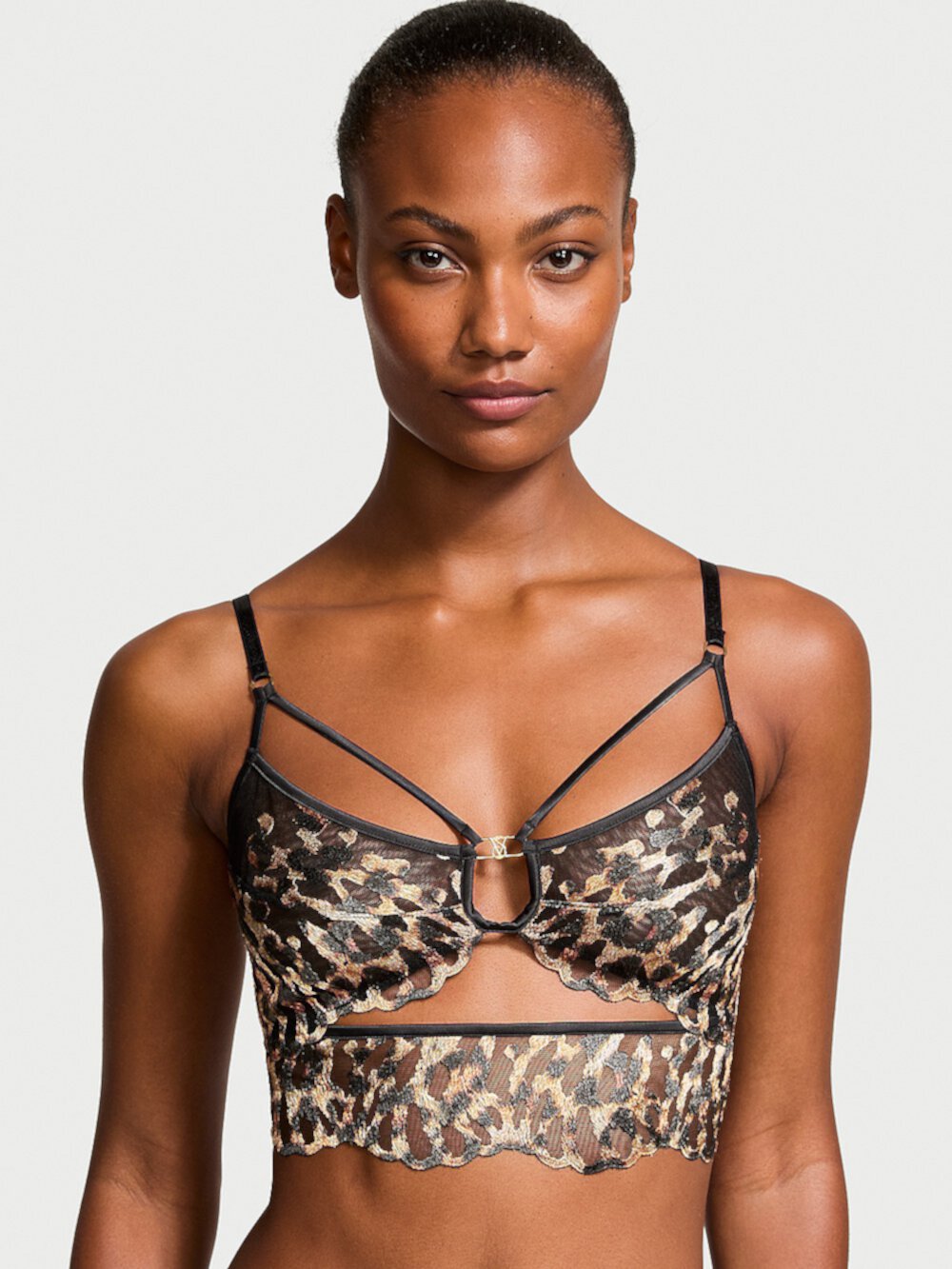 Leopard Embroidery Strappy Bra Top Very Sexy