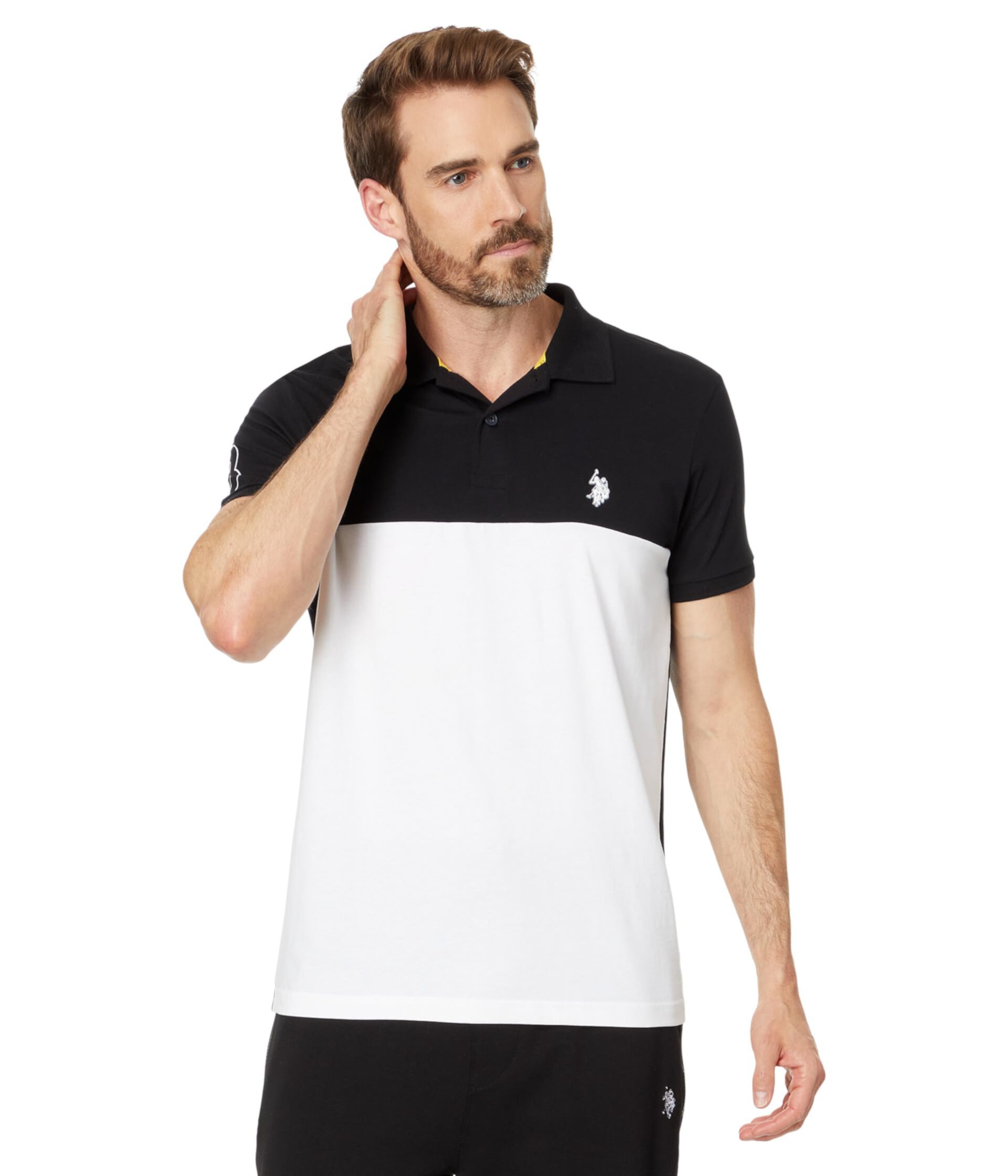 Short Sleeve Slim Fit Colorblock Athletic Jersey Knit Polo Shirt U.S. POLO ASSN.