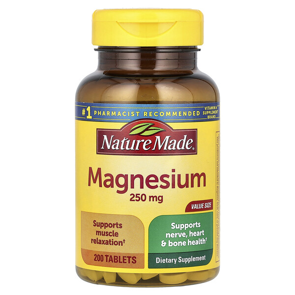 Magnesium, 250 mg, 200 Tablets Nature Made