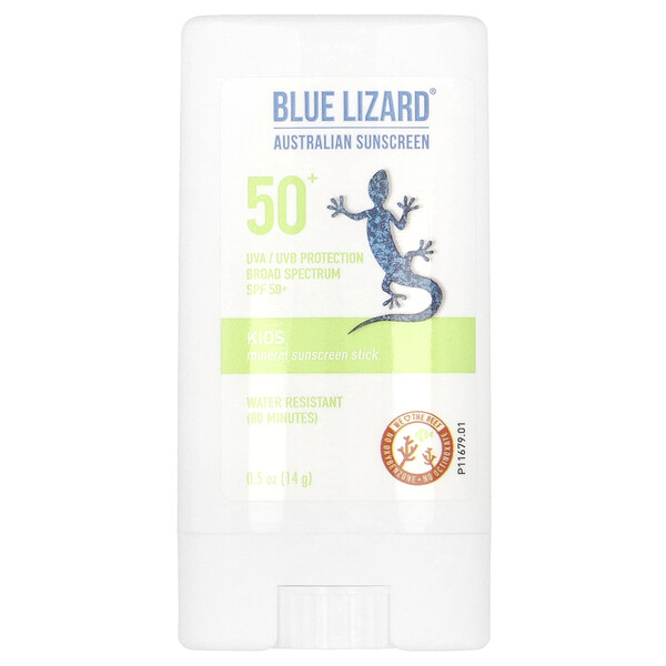 Kids, Mineral Sunscreen Stick, SPF 50+, 0.5 oz (14 g) Blue Lizard