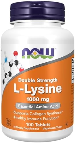 NOW Foods Supplements, (L-Lysine Hydrochloride) 1,000 mg, Double Strength, Amino Acid, 100 Tablets (Таблетки) NOW Foods