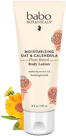 Babo Botanicals Moisturizing Oat & Calendula Body Lotion - for Dry or Sensitive Skin - for All Ages - Vegan - Lightly Scented - 1 or 2 Pack Babo Botanicals