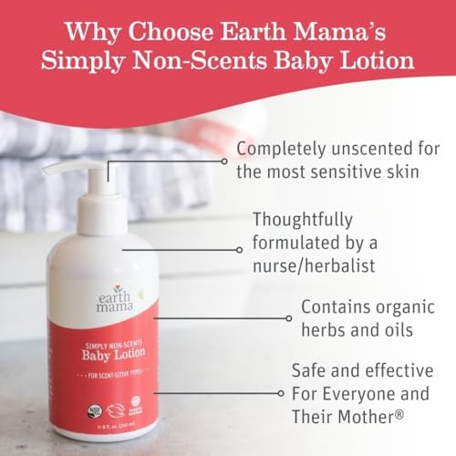 Earth Mama Simply Non-Scents Baby Lotion for Dry Skin, Unscented, 8-Fluid Ounce Earth Mama